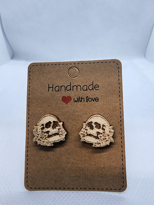 Skull earrings with flowers